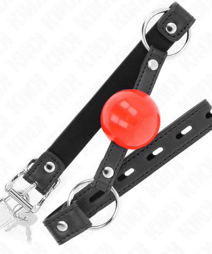 KINK - BALL 4 CM GAG WITH LOCK RED BALL BLACK STRAP 60 x 2 CM
