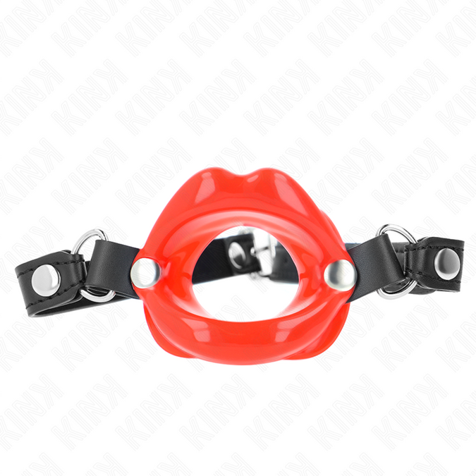 Kink – Lip 8 Cm Gag With Red Leatherette Strap 63 X 2 Cm Adjustable 39 – 58 Cm