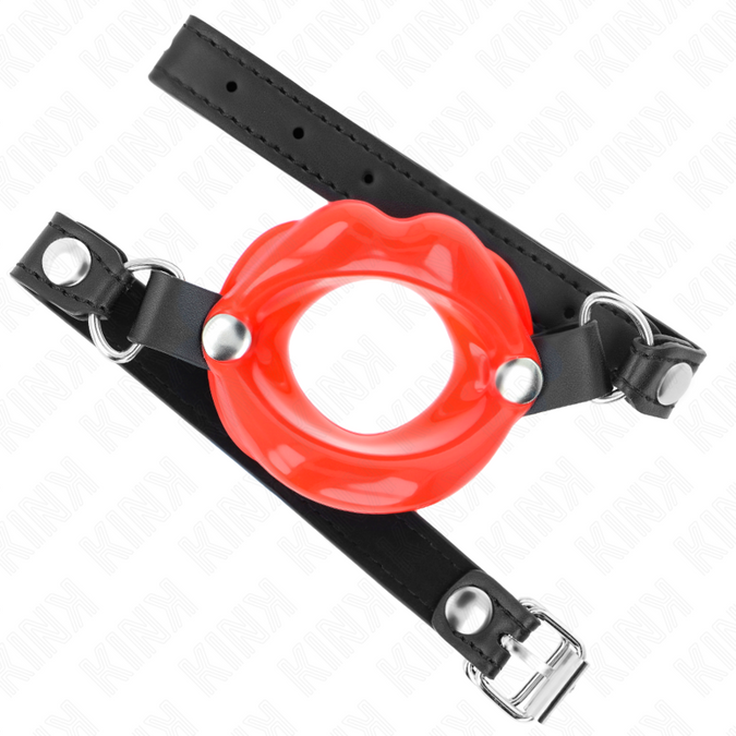 Kink – Lip 8 Cm Gag With Red Leatherette Strap 63 X 2 Cm Adjustable 39 – 58 Cm