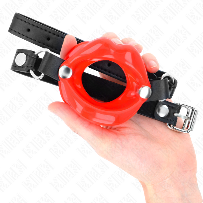 Kink – Lip 8 Cm Gag With Red Leatherette Strap 63 X 2 Cm Adjustable 39 – 58 Cm