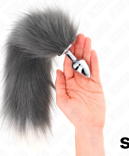 KINK - ANAL PLUG SIZE S 7 X 3 CM WITH SYNTHETIC TAIL 40 CM GREY AND WHITE