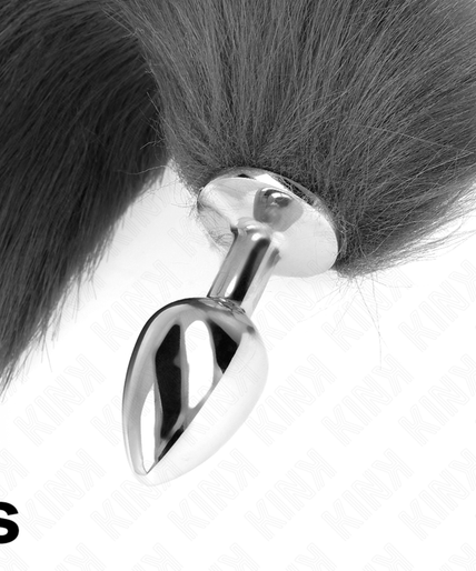 KINK - ANAL PLUG SIZE S 7 X 3 CM WITH SYNTHETIC TAIL 40 CM GREY AND WHITE