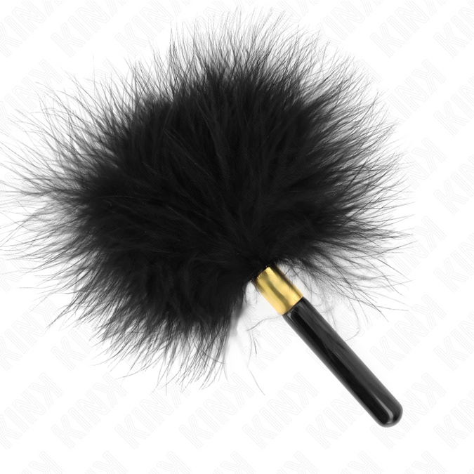 Pleasurements – Kink – Schwarze Goldene Metall-Kitzelfedern 18 cm