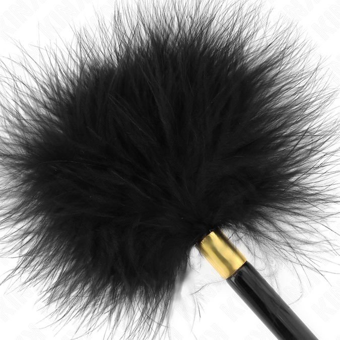 Pleasurements – Kink – Schwarze Goldene Metall-Kitzelfedern 18 cm