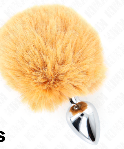 KINK - STAINLESS STEEL PLUG 7 x 3 CM WITH BEIGE FAUX FUR RABBIT TAIL 8 CM