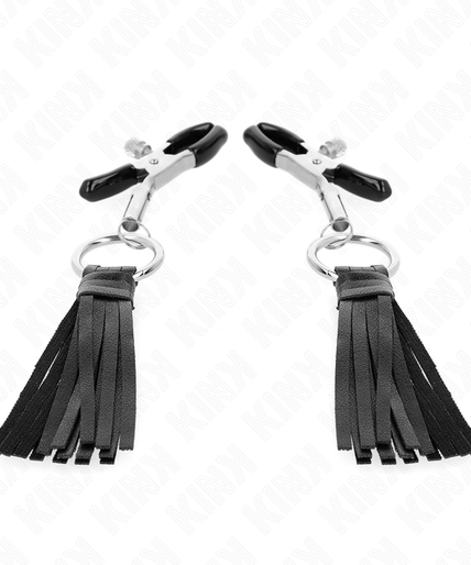 KINK - LEATHERETTE TASSEL NIPPLE CLAMPS 6 CM