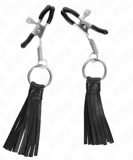 KINK - LEATHERETTE TASSEL NIPPLE CLAMPS 6 CM