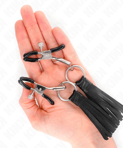 KINK - LEATHERETTE TASSEL NIPPLE CLAMPS 6 CM