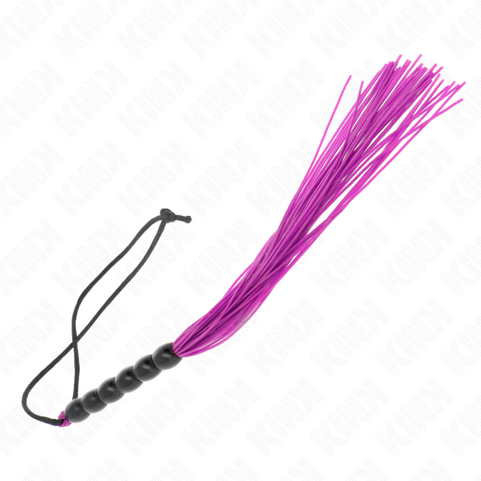 Kink – Mini-Silikonpeitsche mit 6 lila Perlen 26 cm