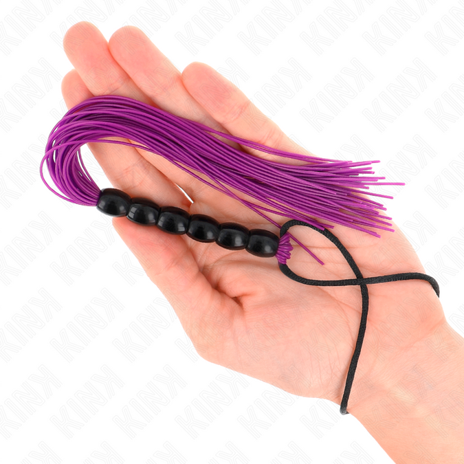Kink – Mini-Silikonpeitsche mit 6 lila Perlen 26 cm