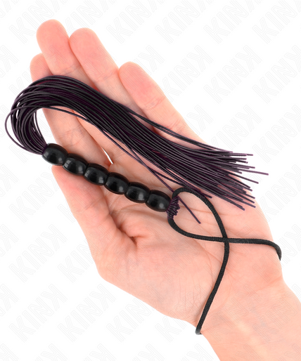 KINK - MINI SILICONE WHIP WITH 6 BLACK BEADS 26 CM