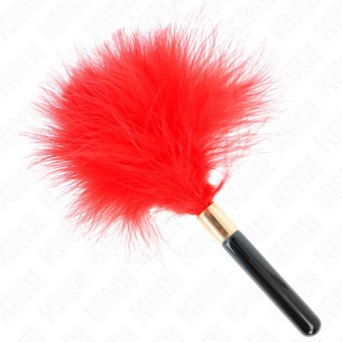Pleasurements – Kink – Rote Goldene Metall-Kitzelfedern 18 cm