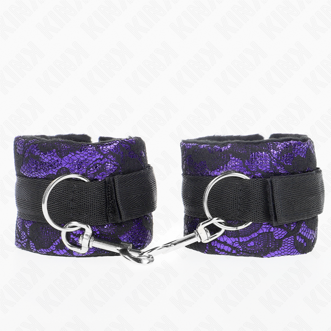 KINK - KORTE FLUWELEN KANTEN POLSBANDJES EN NYLON BINDINGS PAARS / ZWART 23 X 6,5 CM