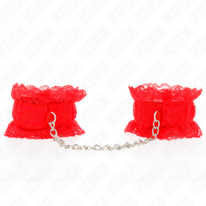 Kink – Elastische polsboeien van kant, rood