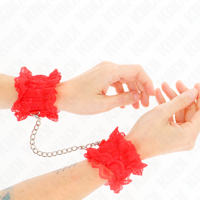 Kink – Elastische polsboeien van kant, rood