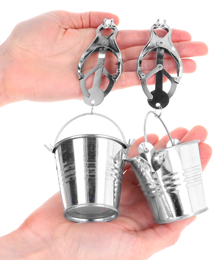 KINK - JAPANESE CLOVER NIPPLE CLAMPS WITH BUCKETS SILVER