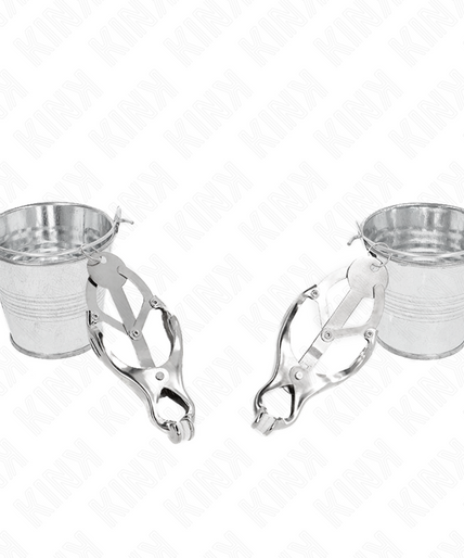 KINK - JAPANESE CLOVER NIPPLE CLAMPS WITH BUCKETS SILVER