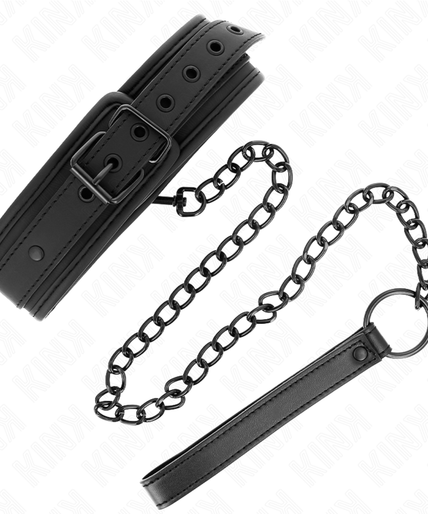 KINK - NEOPRENE BONDAGE COLLAR MODEL 1 WITH BELT 78 CM ADJUSTABLE 37.5 X 49.5 CM