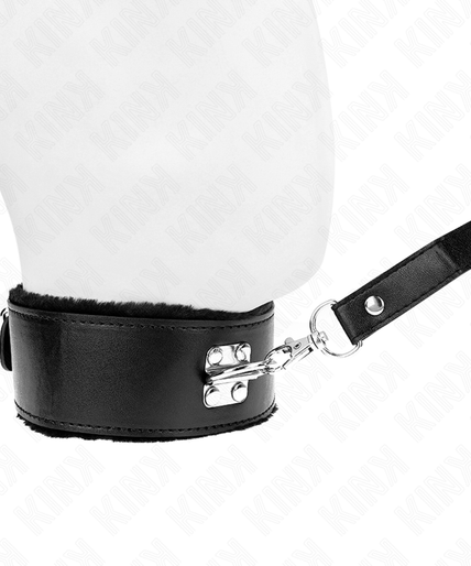 KINK - NECKLACE WITH LEASH 116 CM WITH SILVER STUDS MODEL 4 BLACK ADJUSTABLE 40-48 CM X 6 CM