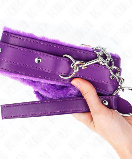 KINK - COLLAR WITH LEASH 65 CM WITH RESTRICTIONS PURPLE 36-42 CM X 5.5 CM