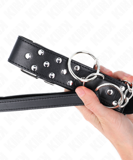 KINK - RING RIVET STRAP NECKLACE WITH BELT 65 CM BLACK ADJUSTABLE 36-50 CM X 3.8 CM