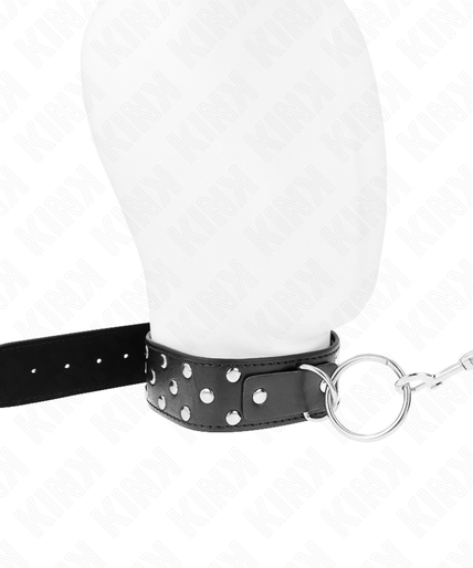 KINK - RING RIVET STRAP NECKLACE WITH BELT 65 CM BLACK ADJUSTABLE 36-50 CM X 3.8 CM