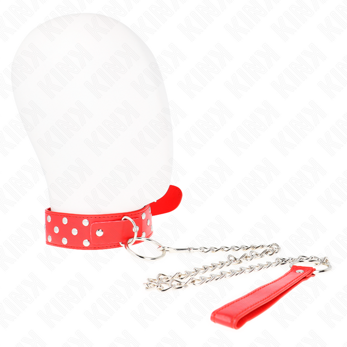 Kink – Ring Rivet Strap Ketting Met Riem 65 Cm Rood Verstelbaar 36 – 50 Cm X 3,8 Cm