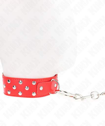KINK - RING RIVET STRAP NECKLACE WITH BELT 65 CM RED ADJUSTABLE 36-50 CM X 3.8 CM