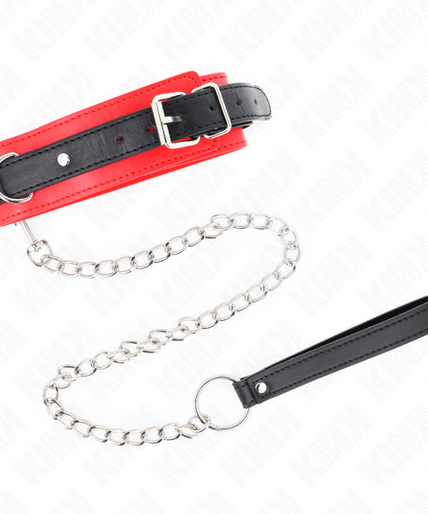 KINK - BASIC MODEL COLLAR WITH LEASH 65 CM MODEL 3 RED 53 X 5 CM