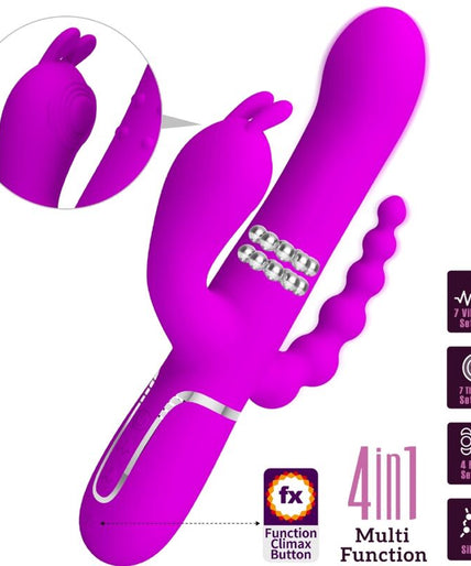 PRETTY LOVE - CAMMY DRIEVOUDIGE VIBRATOR MULTIFUNCTIONEEL 4 IN 1 ROZE