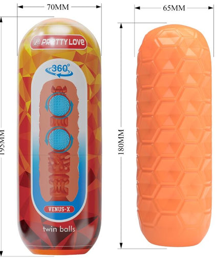 PRETTY LOVE - TWIN BALLS MALE MASTURBATOR ORANGE
