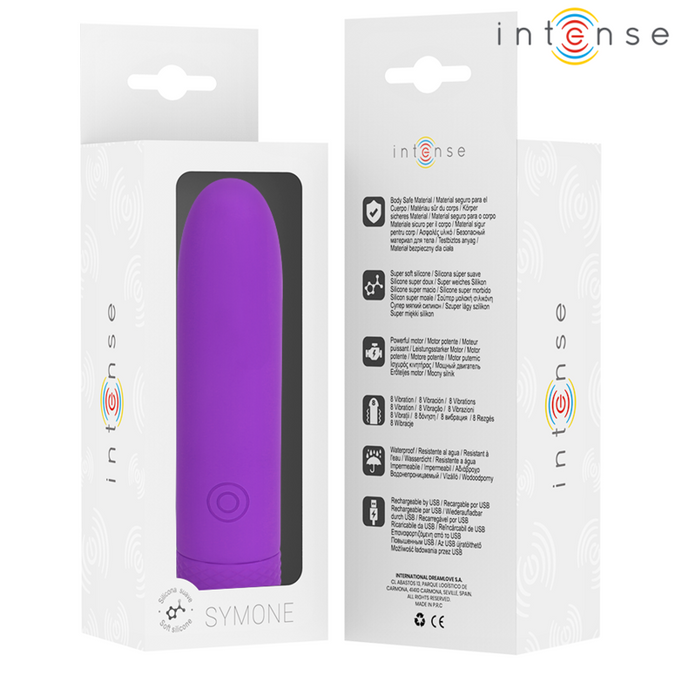 Intense – Symone Usb Rechargeable Vibrating Bullet 8 Vibrations Purple 10 X 2.2 Cm