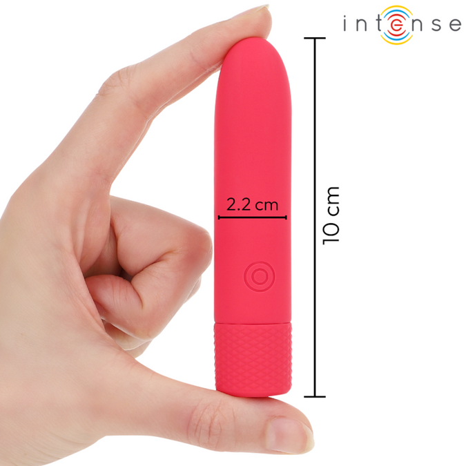 Intense – Symone USB-oplaadbare trillende bullet met 8 vibraties Rood 10 x 2,2 cm