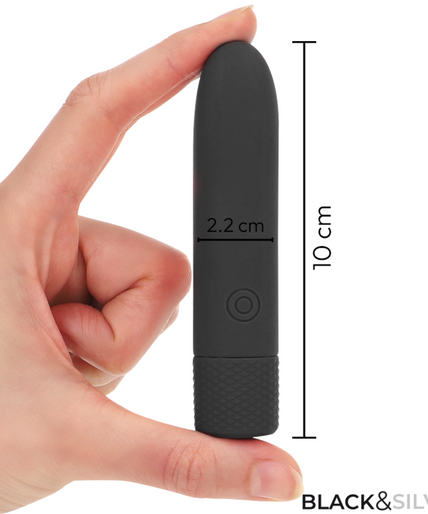 Zwart & Zilver – Geri USB Oplaadbare Vibrerende Kogel met 8 Vibraties Zwart 10 x 2,2 cm