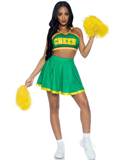 LEG AVENUE - KOSTUUM CHEERLEADER GROEN M/L