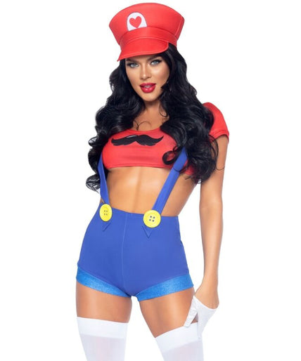 Leg Avenue – Sexy kostuum Mario Bros rood/blauw S