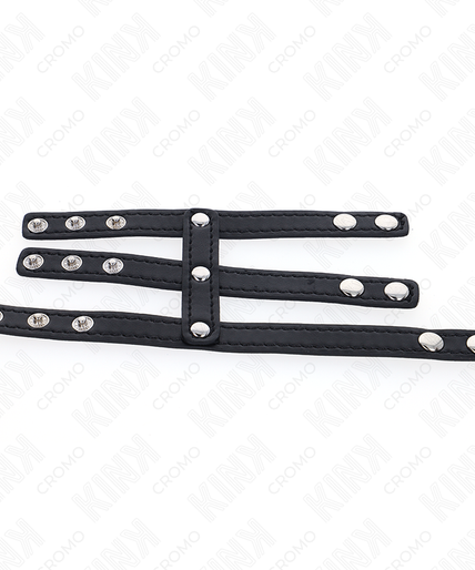 KINK - TRIPLE LEATHER PENIS RING WITH PRESSURE CLOSURE