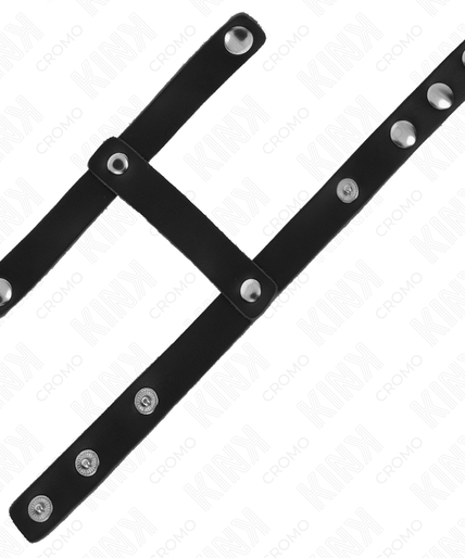 KINK - ADJUSTABLE LEATHER PENIS RING AND BALL DIVIDER STRAP