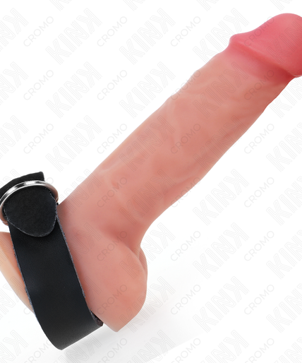 KINK - LEATHER PENIS RING WITH PRESSURE CLOSURE 22 X 2 CM