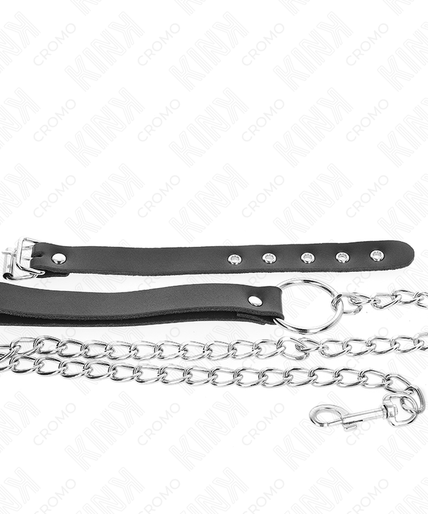 KINK - LEATHER PENIS RING WITH STRAP 21.5 X 2 CM AND METAL CHAIN 60 CM