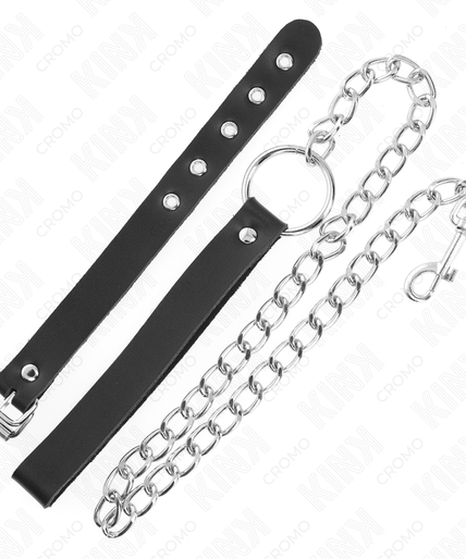 KINK - LEATHER PENIS RING WITH STRAP 21.5 X 2 CM AND METAL CHAIN 60 CM