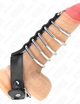 Kink – Leather Penis Ring With Lock Strap 21 X 2 Cm And 5 Metal Rings From 3 Cm To 4 Cm