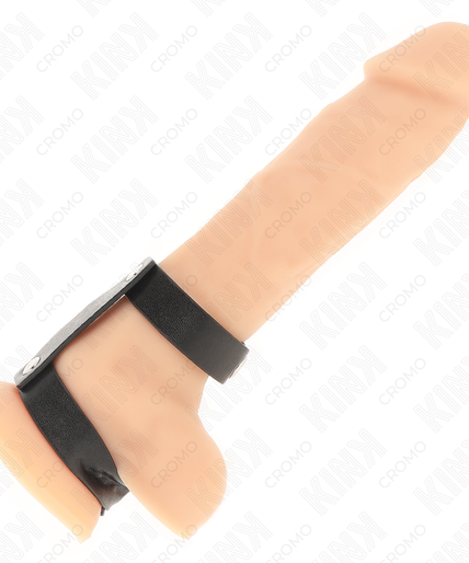 KINK - ADJUSTABLE DOUBLE LEATHER PENIS RING