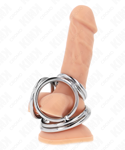 KINK - TRIPLE CHROME METAL PENIS RING 3.8 CM TO 5 CM MODEL 1