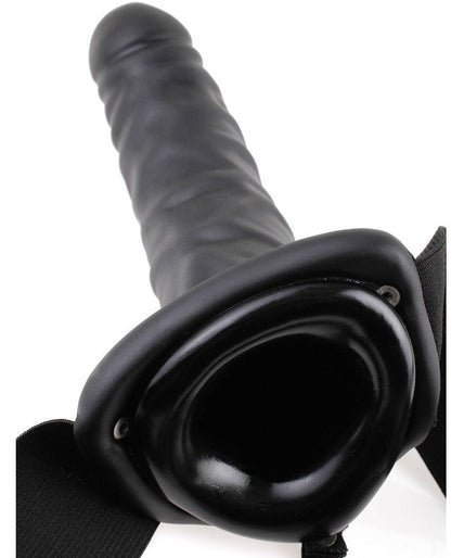 FETISH FANTASY SERIES - 19 CM VIBRATING HOLLOW STRAP-ON BLACK