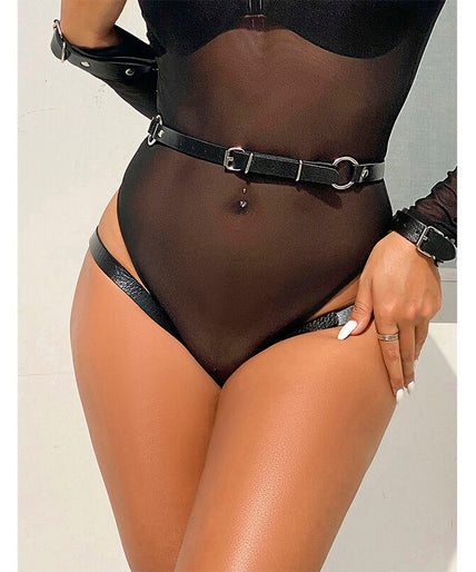 SUBBLIME - 953690 HANDCUFFS WITH BONDAGE BELT BLACK ONE SIZE