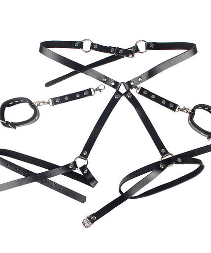SUBBLIME - 953690 HANDCUFFS WITH BONDAGE BELT BLACK ONE SIZE