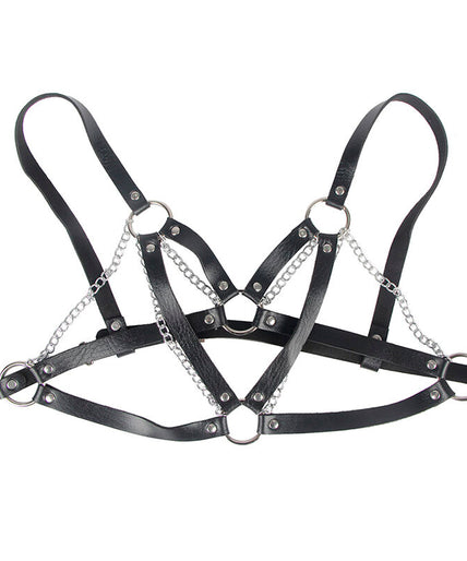 SUBBLIME - 953713 PUNK BONDAGE BELT METAL BUCKLE BLACK ONE SIZE