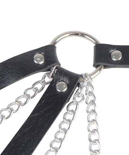 SUBBLIME - 953713 PUNK BONDAGE BELT METAL BUCKLE BLACK ONE SIZE