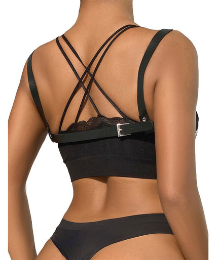 SUBBLIME - 953713 PUNK BONDAGE BELT METAL BUCKLE BLACK ONE SIZE